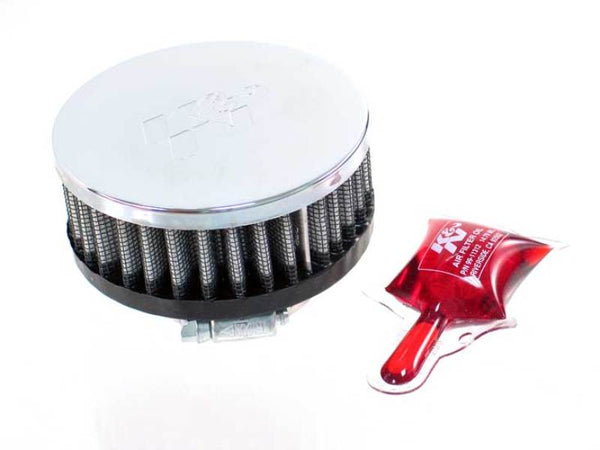K&N Universal Chrome Round Straight Air Filter - Centered 1.75in Flange ID x 3.5in OD x 1.5in Height