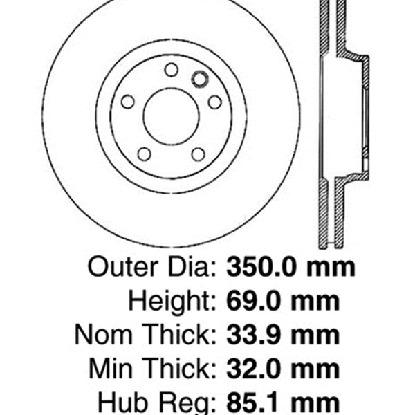 Centric Premium 03-18 Porsche Cayenne Front Left CRYO-STOP Rotor