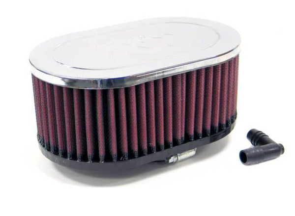 K&N Universal Chrome Air Filter 2-19/16in FLG 7 x 4-1/2in Base 3in Height
