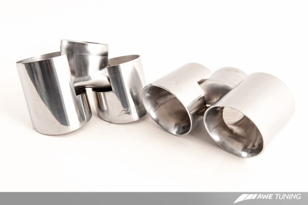 AWE Tuning Polished Silver Quad Tips for 997.2 Turbo and Turbo S