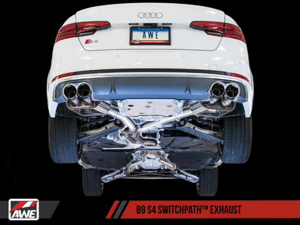 AWE Tuning Audi B9 S4 SwitchPath Exhaust - Non-Resonated (Silver 102mm Tips)