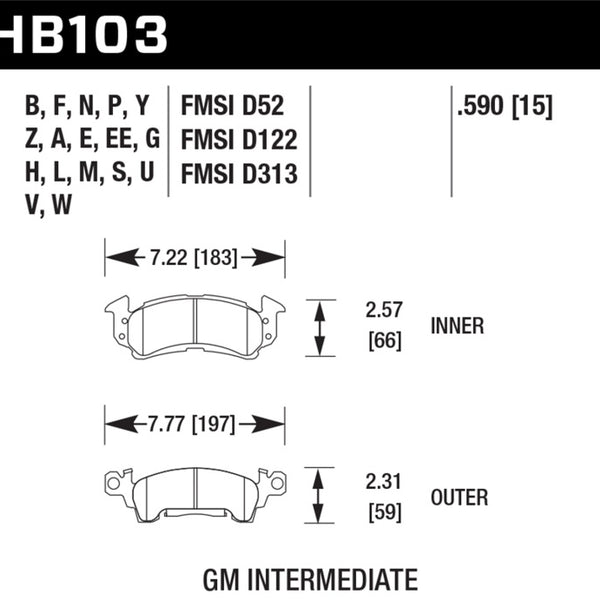 Hawk DTC-80 71-86 Chevy C20 Front Race Brake Pads