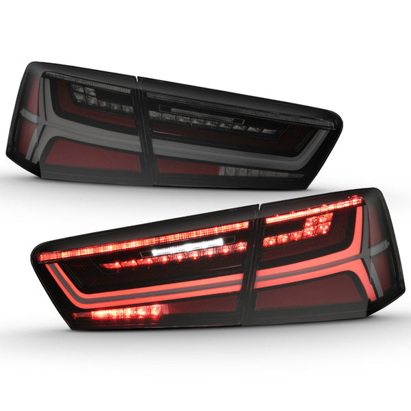 ANZO 2012-2018 Audi A6 LED Taillight Black Housing Smoke Lens 4 pcs (Sequential Signal)
