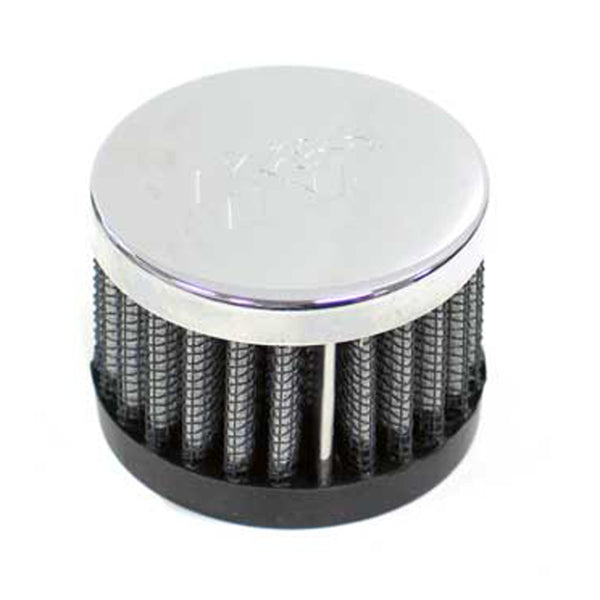 K&N Rubber Base Crankcase Vent Filter - Chrome 1in Flange ID x 2in OD x 1.5in Height